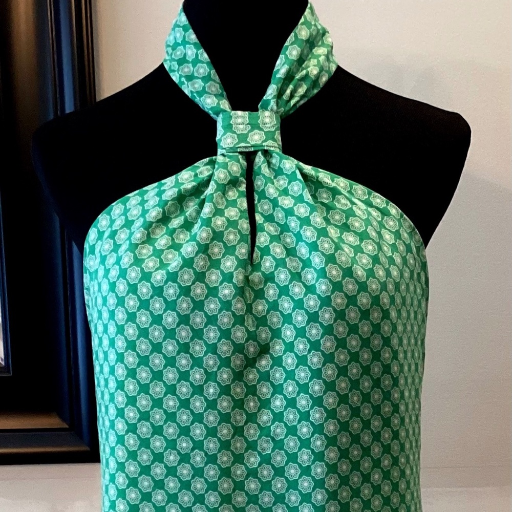 Banana Republic Green/Blue Silk Halter Top Size 10